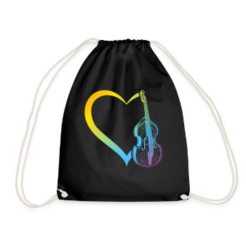 Double Bass Heart Double Bassist Double Bass - Drawstring Bag - black - Front