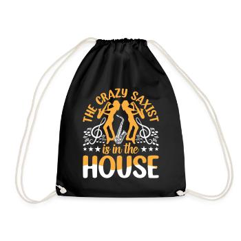 Saxophone Musician - The Crazy Saxist Is In The Ho - Drawstring Bag - black - Front