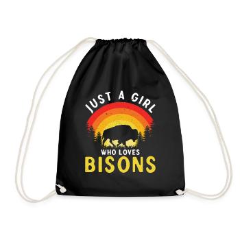 Just A Girl Who Loves Bisons Kuh Bison Büffel - Turnbeutel - Schwarz - Vorne