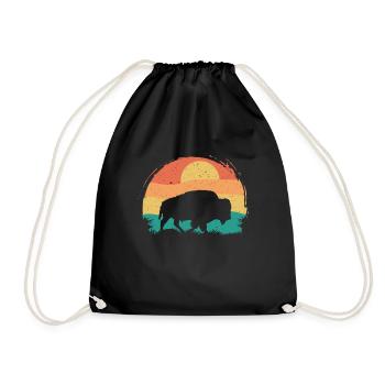 Rétro Vache Bison Buffle d’eau Buffle Silhouette - Sac de sport léger - noir - Devant