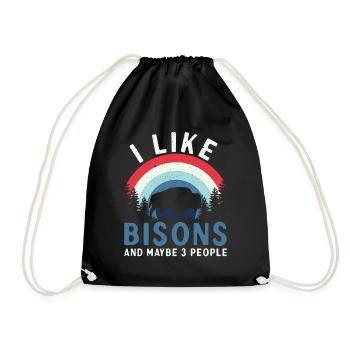 J’aime le bison et 3 personnes vache bison buffle - Sac de sport léger - noir - Devant