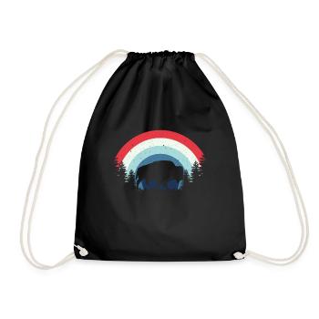 Retro Cow Bison Buffalo Water Buffalo Silhouette - Drawstring Bag - black - Front