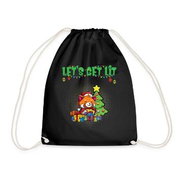 Let's Get Lit Advent Season Christmas Party X-Mas - Drawstring Bag - black - Front