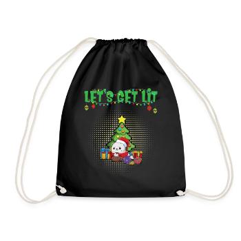 Let's Get Lit Advent Season Christmas Party X-Mas - Drawstring Bag - black - Front