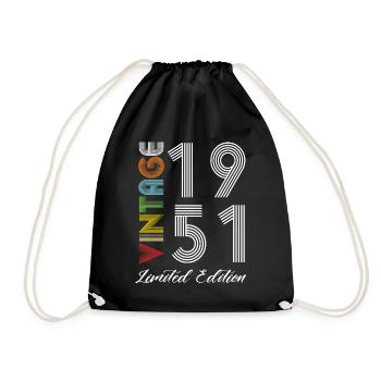 Vintage 1951 Vintage Geburtstag Retro Vintage - Turnbeutel - Schwarz - Vorne