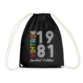 Vintage 1981 Vintage Geburtstag Retro Vintage - Turnbeutel - Schwarz - Vorne