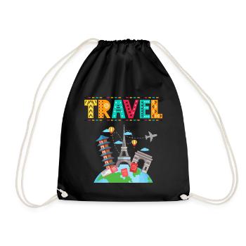 Voyage - Idée cadeau pour les amoureux des voyages - Sac de sport léger - noir - Devant