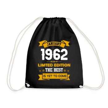 Januar 1962 Geburtstagsgeschenk - Turnbeutel - Schwarz - Vorne
