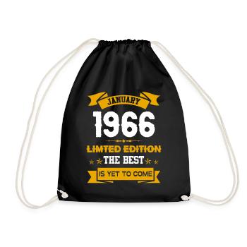 January 1966 Birthday present - Drawstring Bag - black - Front