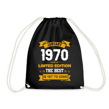 Januar 1970 Geburtstagsgeschenk - Turnbeutel - Schwarz - Vorne