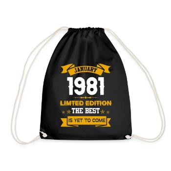 Janvier 1981 Cadeau d’anniversaire - Sac de sport léger - noir - Devant