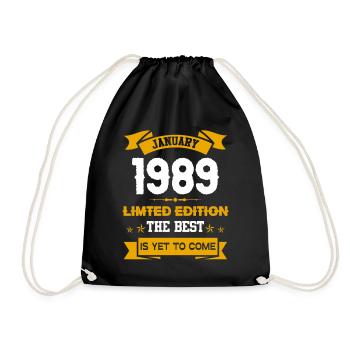 Januar 1989 Geburtstagsgeschenk - Turnbeutel - Schwarz - Vorne