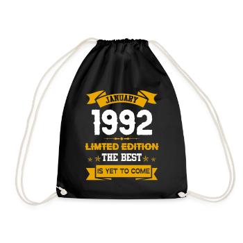 Januar 1992 Geburtstagsgeschenk - Turnbeutel - Schwarz - Vorne
