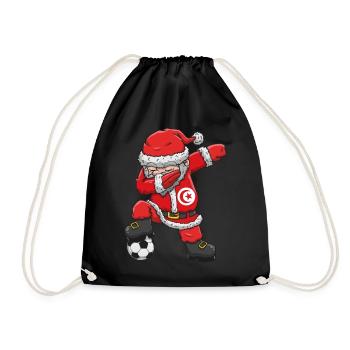 Soccer Boy Dabbing Santa Christmas Jersey Tunisia - Drawstring Bag - black - Front