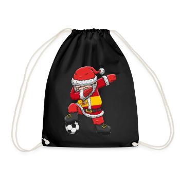 Soccer Boy Dabbing Santa Christmas Jersey Spain - Drawstring Bag - black - Front