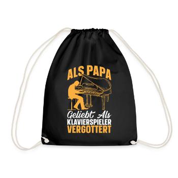 Als Papa geliebt als Klavierspieler vergöttert - - Turnbeutel - Schwarz - Vorne