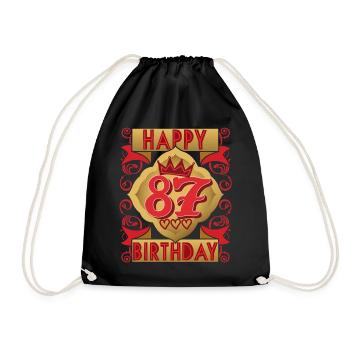 87th Birthday 87 Years Old Saying, Vintage Design - Drawstring Bag - black - Front