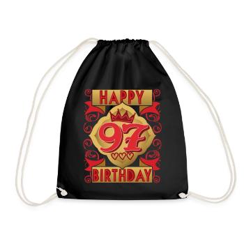 97th birthday 97 years old saying, vintage design - Drawstring Bag - black - Front