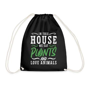 Veganism In This House We Eat No Meat Vegan Lover - Drawstring Bag - black - Front