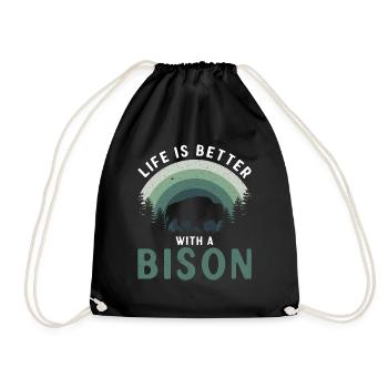 Life Is Better With A Bison Kuh Bison Büffel - Turnbeutel - Schwarz - Vorne