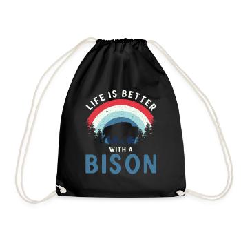 Life Is Better With A Bison Kuh Bison Büffel - Turnbeutel - Schwarz - Vorne