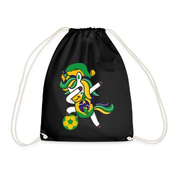 Soccer Girl Dabbing Unicorn Christmas Hat Scarf - Drawstring Bag - black - Front