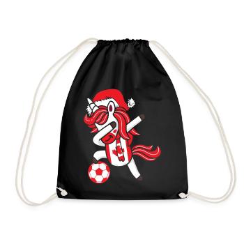 Soccer Girl Dabbing Unicorn Christmas Hat Scarf - Drawstring Bag - black - Front