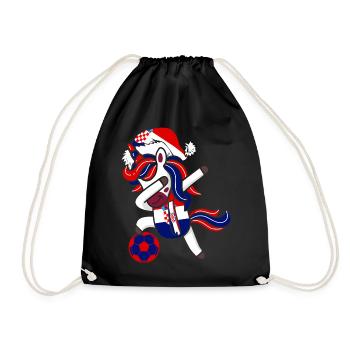 Fußball Mädchen Dabbing Einhorn Weihnachtshut Schal - Turnbeutel - Schwarz - Vorne