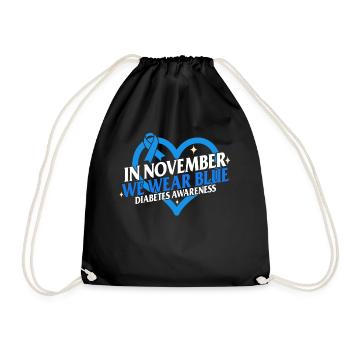 Diabetes Awareness Shirt, In November We Wear - Drawstring Bag - black - Front