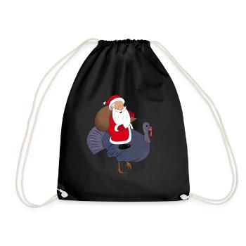 Le Père Noël chevauche une dinde Joyeux Noël - Sac de sport léger - noir - Devant