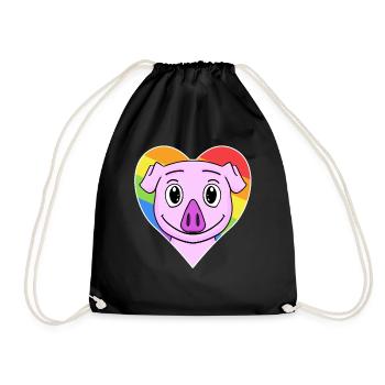 Cochon animal gay au cœur arc-en-ciel - Sac de sport léger - noir - Devant