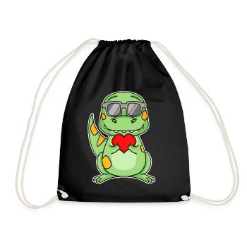 Dinosaurs with Heart - Love Romantic - Drawstring Bag - black - Front