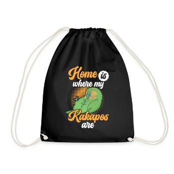 Kakapo is my home New Zealand parrot - Drawstring Bag - black - Front