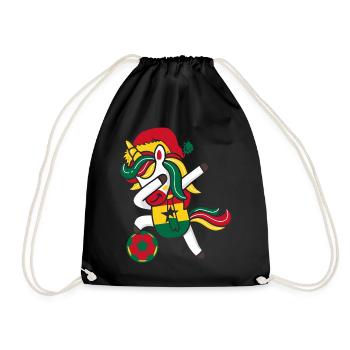Soccer Girl Dabbing Unicorn Christmas Hat Scarf - Drawstring Bag - black - Front