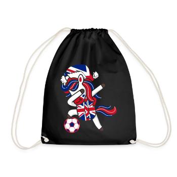 Soccer Girl Dabbing Unicorn Christmas Hat Scarf - Drawstring Bag - black - Front