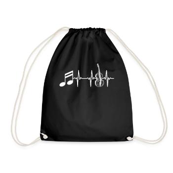Music Note Heartbeat Double Bass Musician Contraba - Turnbeutel - Schwarz - Vorne