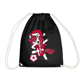 Soccer Girl Dabbing Unicorn Christmas Hat Scarf - Drawstring Bag - black - Front