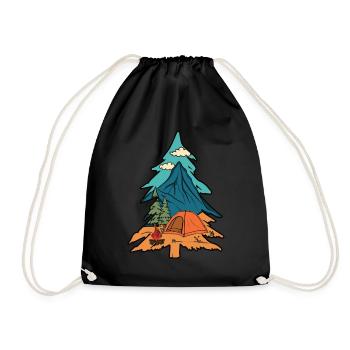 Camping Camping Campfire Forest Nature - Drawstring Bag - black - Front