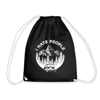 I Hate People - Funny Camping Saying - Drawstring Bag - black - Front
