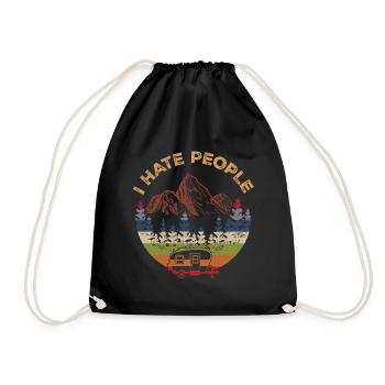 I Hate People - Funny Camping Saying - Drawstring Bag - black - Front