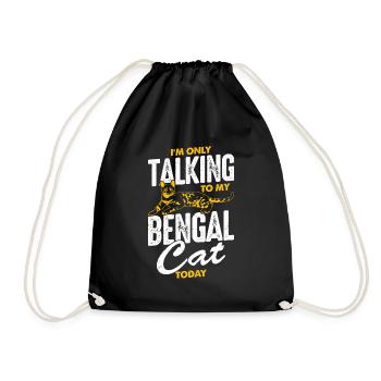 Funny Bengal Cat Leopard Cat Gift - Drawstring Bag - black - Front