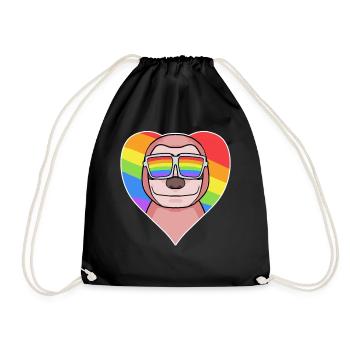 Animal gay paresseux Cœur arc-en-ciel - Sac de sport léger - noir - Devant