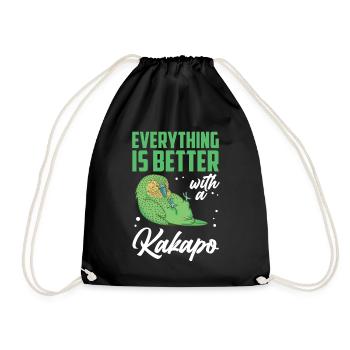 All better with Kakapo flightless Kakapo - Drawstring Bag - black - Front