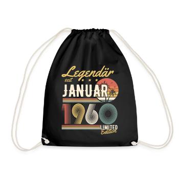 Legendär Seit Januar 1960 Geburtstag Geschenk - Turnbeutel - Schwarz - Vorne