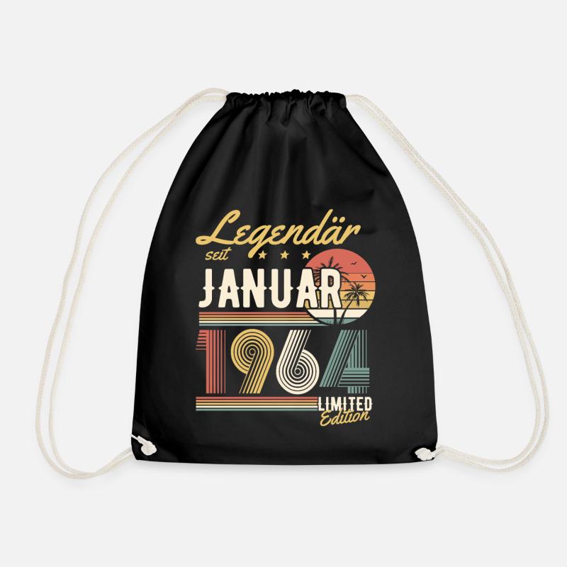 Legendary since January 1964 birthday gift - Drawstring Bag - black