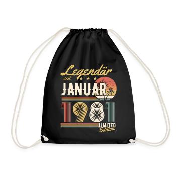 Cadeau d’anniversaire légendaire depuis janvier 1981 - Sac de sport léger - noir - Devant