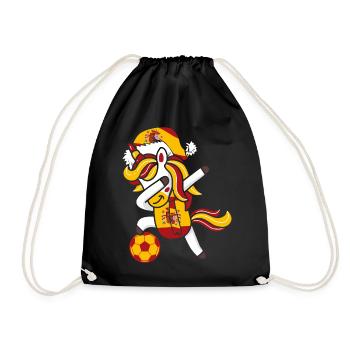 Soccer Girl Dabbing Unicorn Christmas Hat Scarf - Drawstring Bag - black - Front