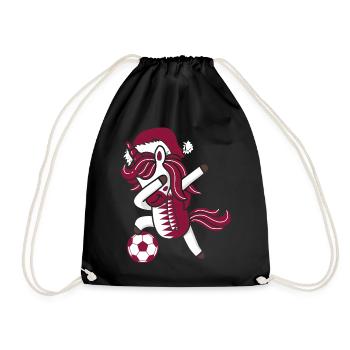 Soccer Girl Dabbing Unicorn Christmas Hat Scarf - Drawstring Bag - black - Front