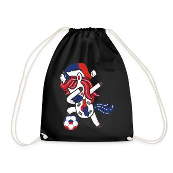 Soccer Girl Dabbing Unicorn Christmas Hat Scarf - Drawstring Bag - black - Front