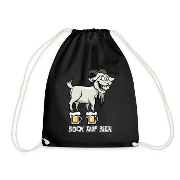 Bock auf Bier - Spruch - lustiges Wortspiel - Turnbeutel - Schwarz - Vorne